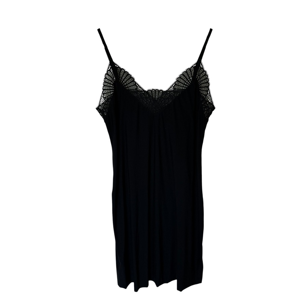 Commando Slip Dress Women Medium Black Excellent Lace Trim Microfiber Mini‎